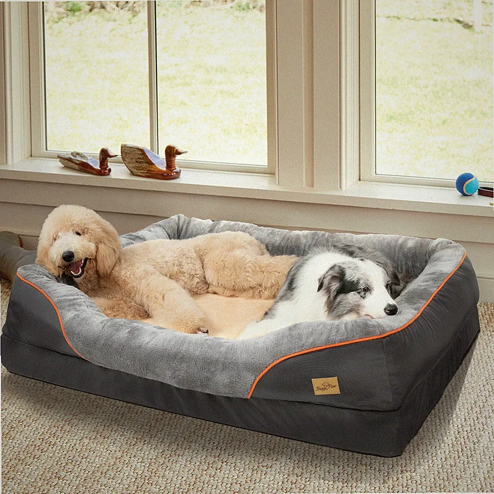 Hundebett Orthopädisch waschbar L/XL/XXL Hundematratze Plüsch Hundesofa & Kissen