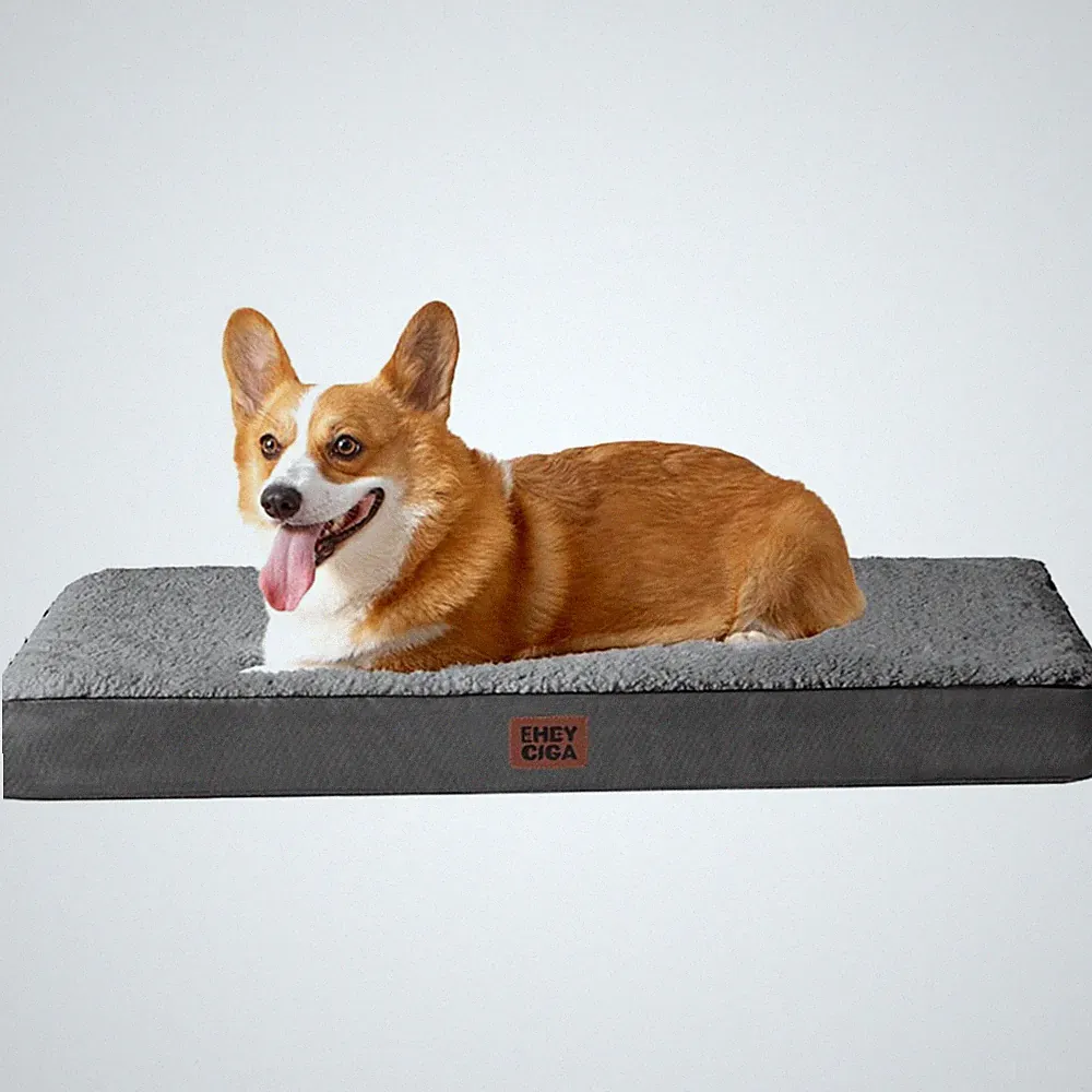 Hundebett Orthopädisches Hundekissen Hundematte Waschbar Grau Mittelgroß