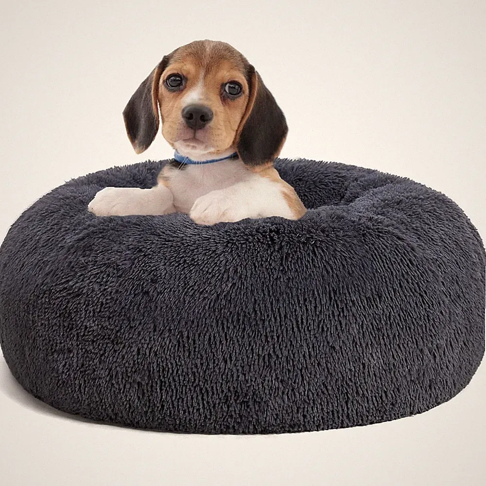 Hundebett rund Orthopädisch Hundekissen Katzenbett Wasbar Dunkelgrau