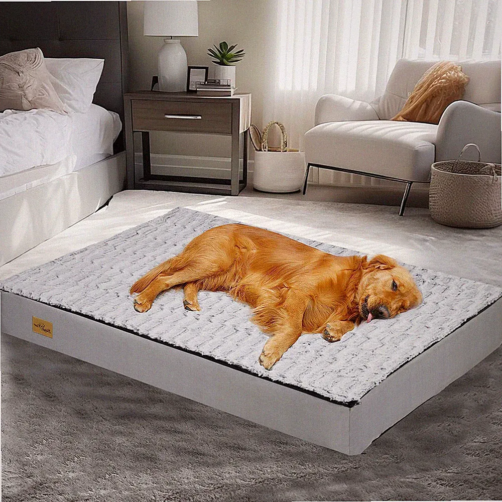 Hundematratze Hundekissen XXL grau weiß Hundebett Orthopädisch Bett für Hunde