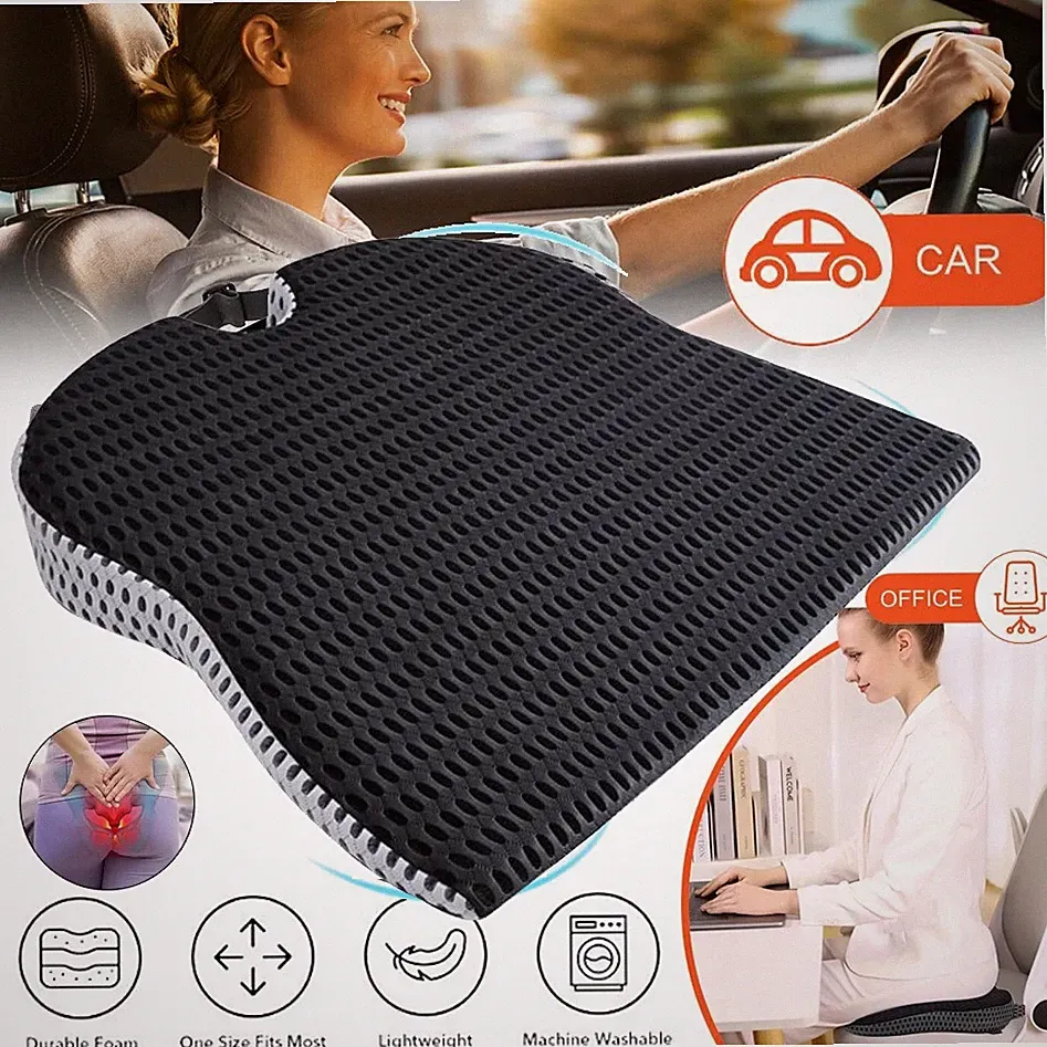 Keilkissen Auto Orthopädisches Sitz Kissen KFZ Büro Memory Foam Steißbeinkissen