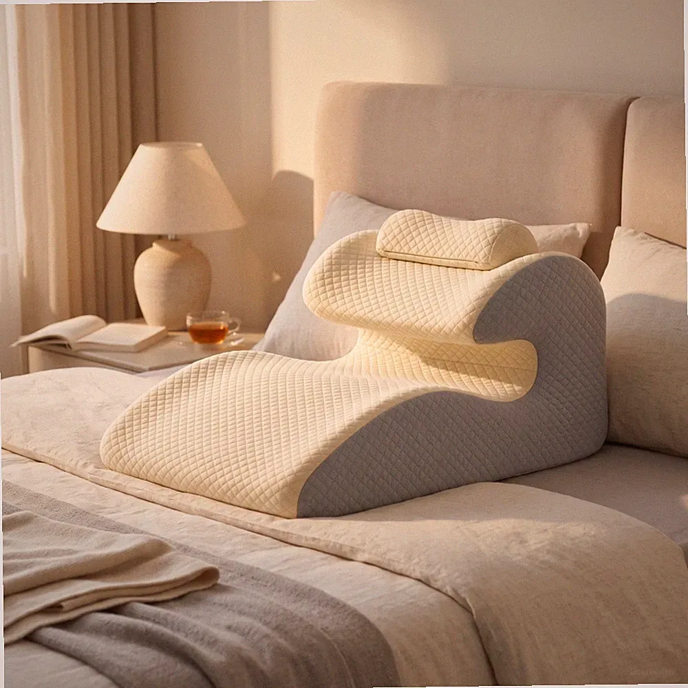 Keilkissen mit Kopfstütze orthopädisch Bettkeilkissen stabilisierend für Bett