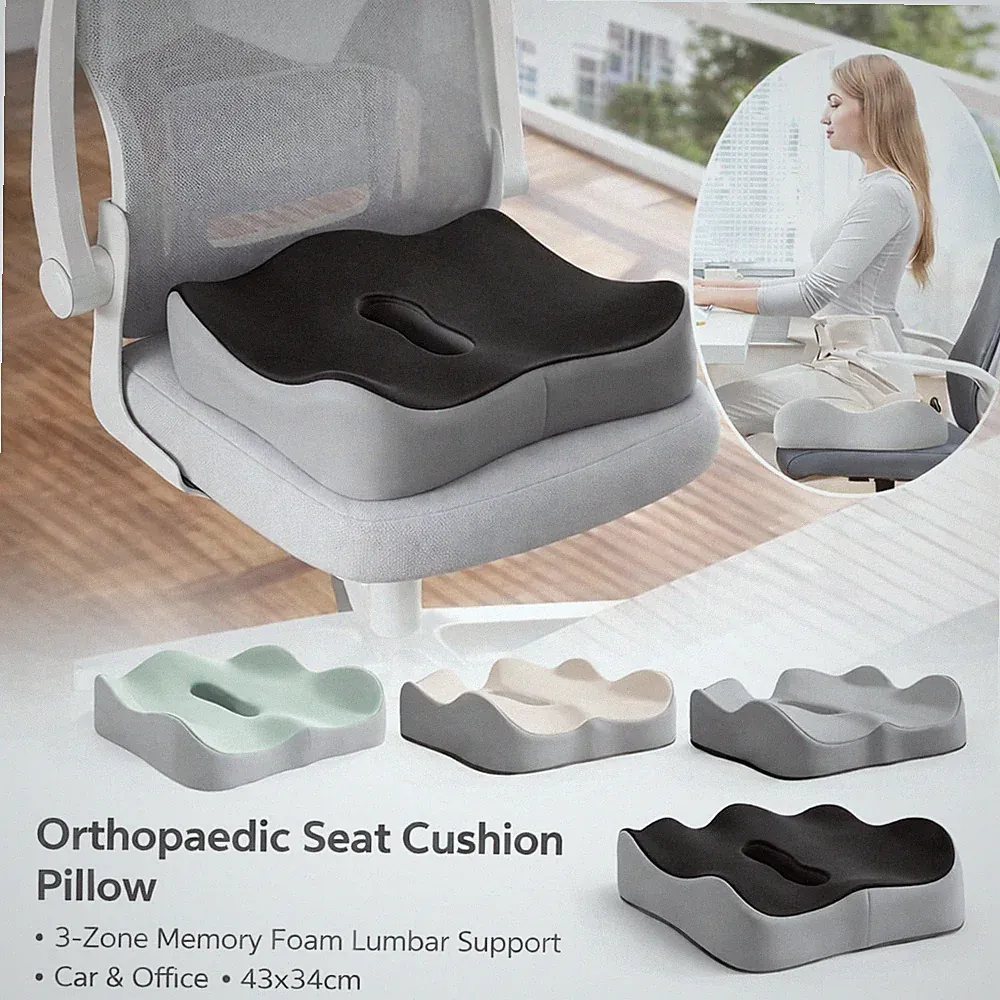 Kissen Sitzkissen Orthopädisch 3-Zonen Memory Foam Lordosenstütze Auto Büro