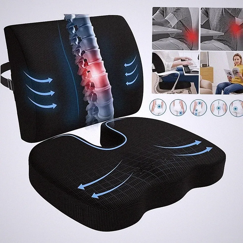 Kissen Sitzkissen Orthopädisch Steißbein Rückenschmerzlinderung Memory Foam Bürostuhl
