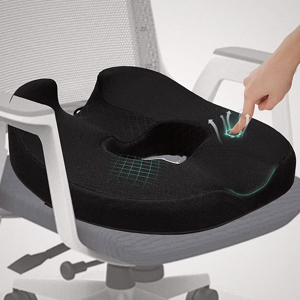 Kissen, Sitzring, Orthopädisch, Coccyx, Memory Foam, Tragbar, Groß, schwarz
