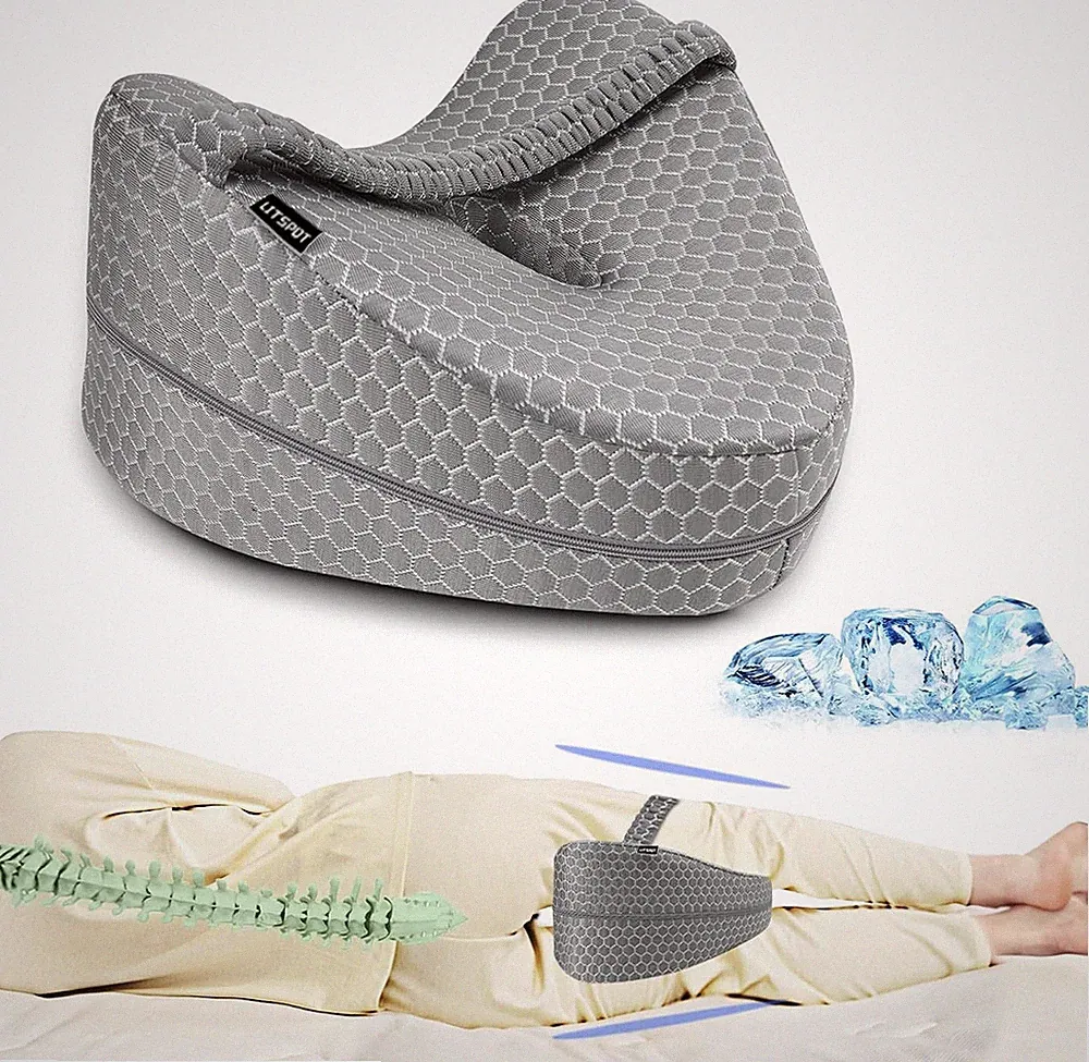 Kniekissen Ergonomisch Memory Schaum Kühlender Bezug Orthopädisches Beinkissen