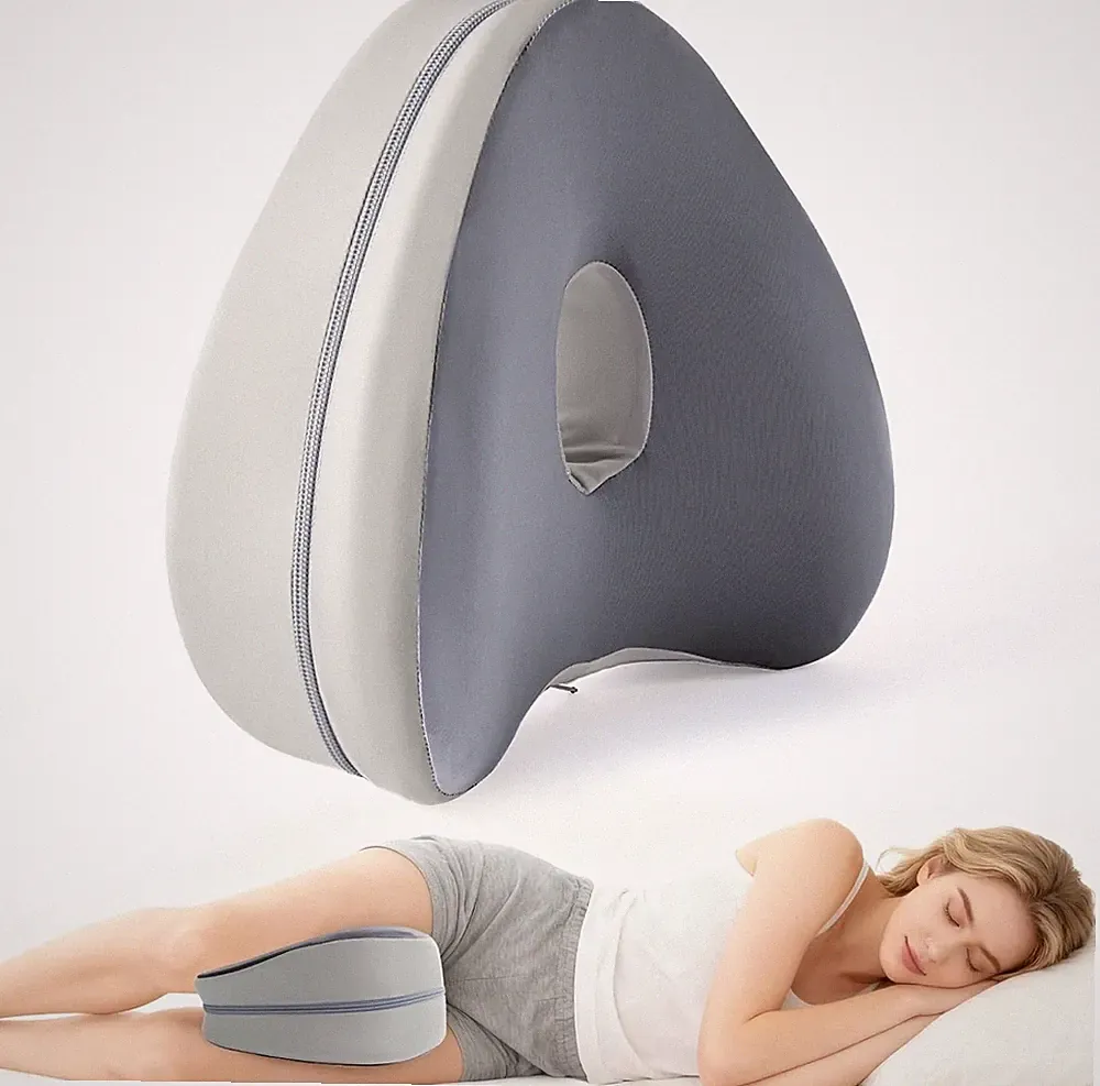Kniekissen für Seitenschläfer Herzförmiges Beinkissen Memory Foam Dunkelgrau
