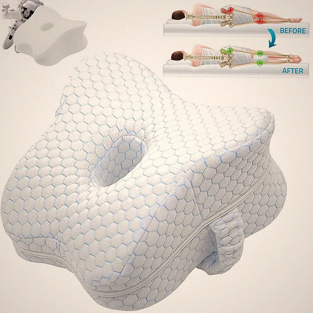 Kniekissen für Seitenschläfer Kissen Memory Foam Beinkissen Rücken Schlafkissen