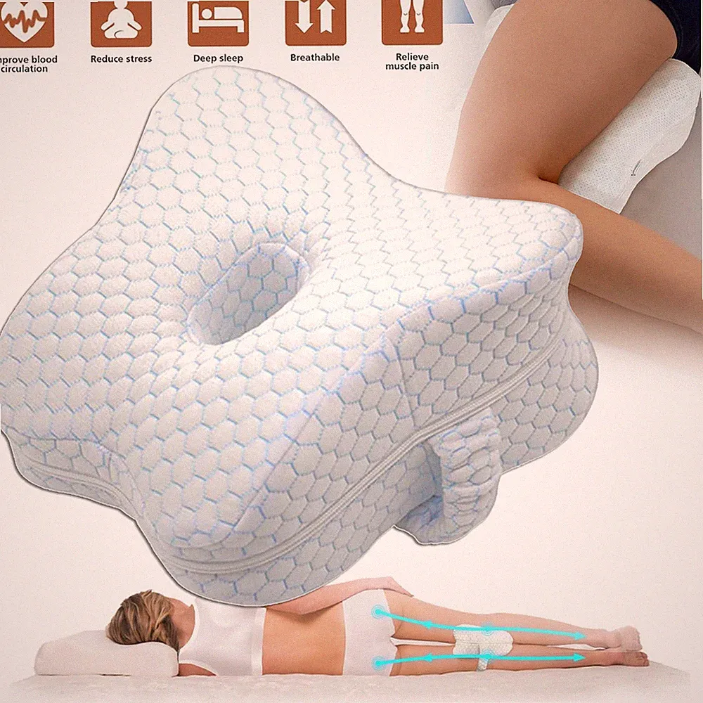 Kniekissen für Seitenschläfer Orthopädisches Keilkissen Memory Foam Schlafkissen