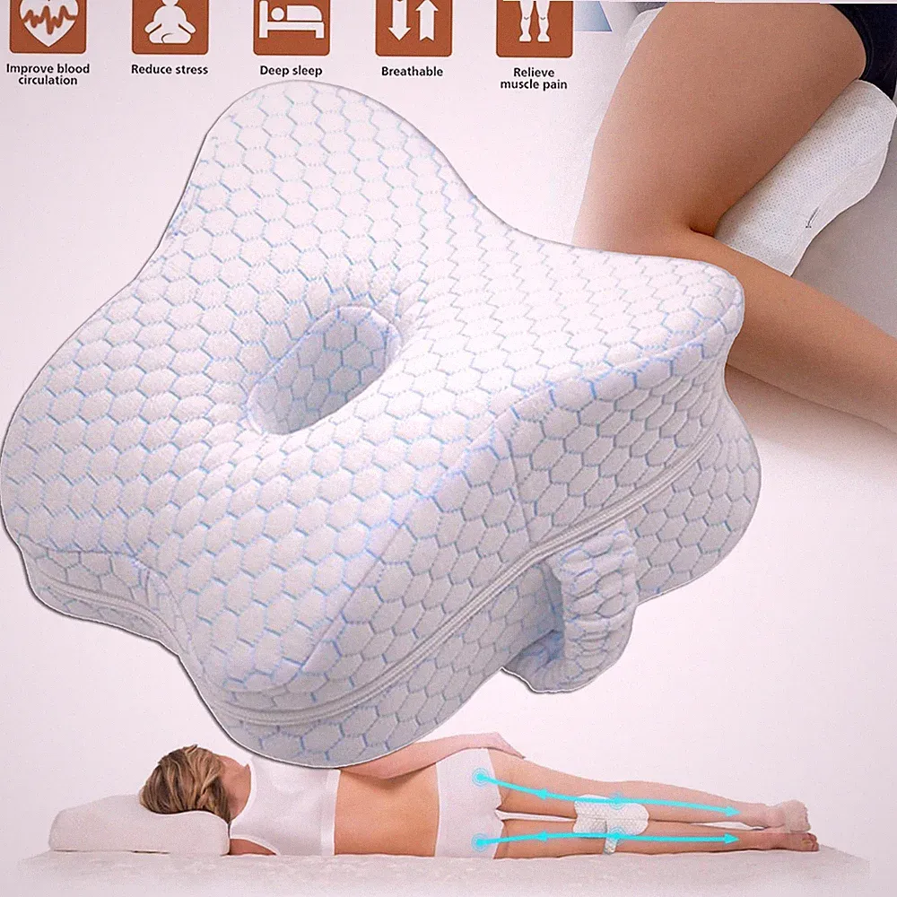 Kniekissen für Seitenschläfer Orthopädisches Keilkissen Memory Foam Schlafkissen