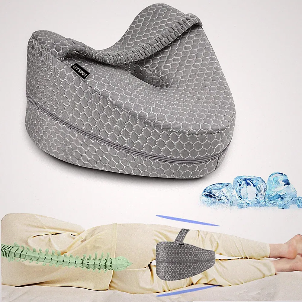 Kniekissen Seitenschläfer Ergonomisch Memory Schaum Orthopädisch Lagerung Grau