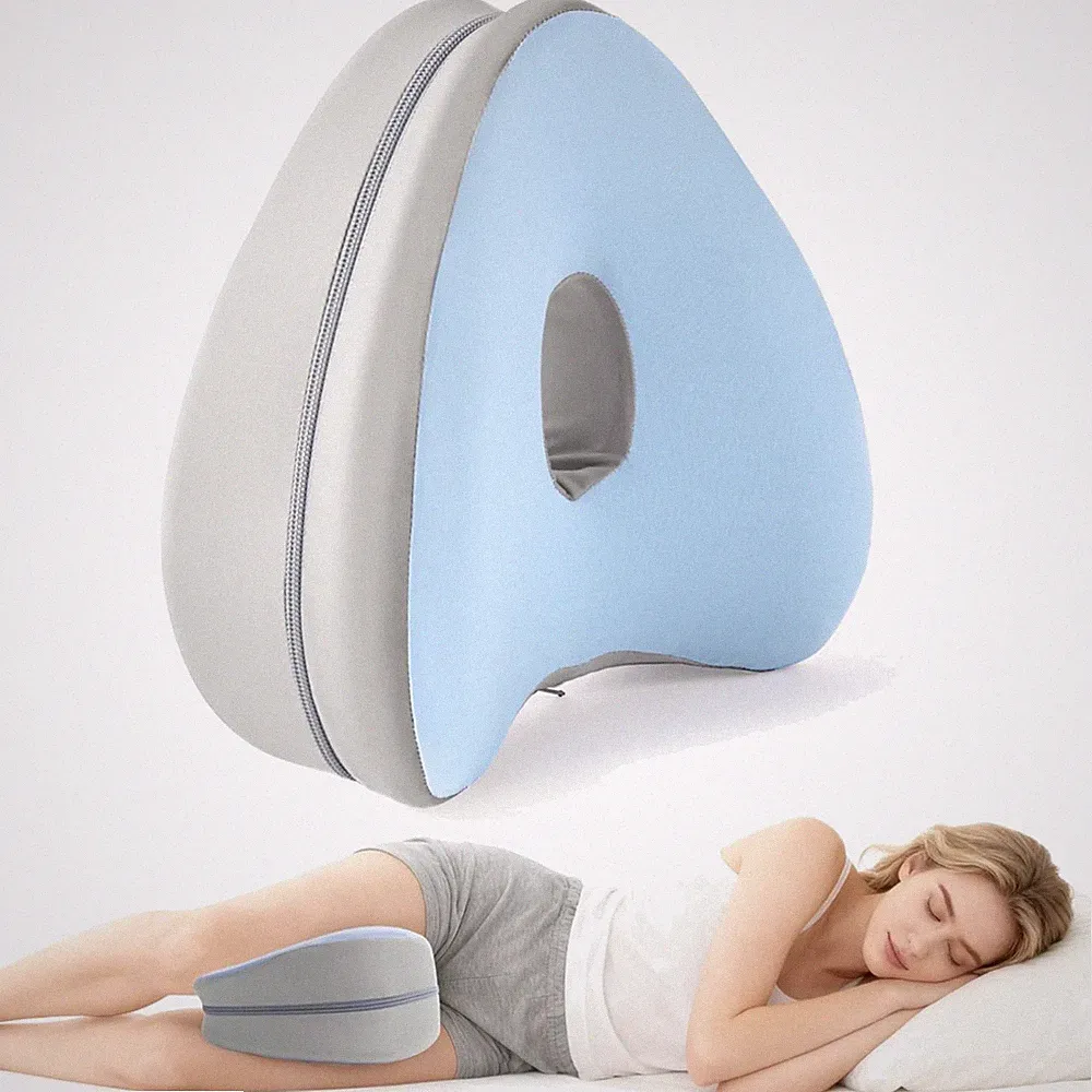 Kniekissen Seitenschläfer Memory Foam orthopädisch blau bequem