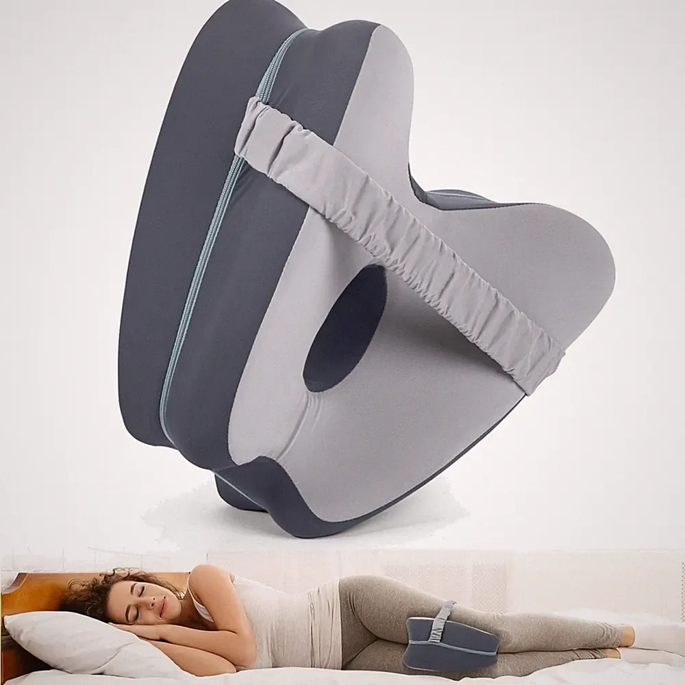 Kniekissen Seitenschläfer Memory Foam orthopädisch Dunkelgrau