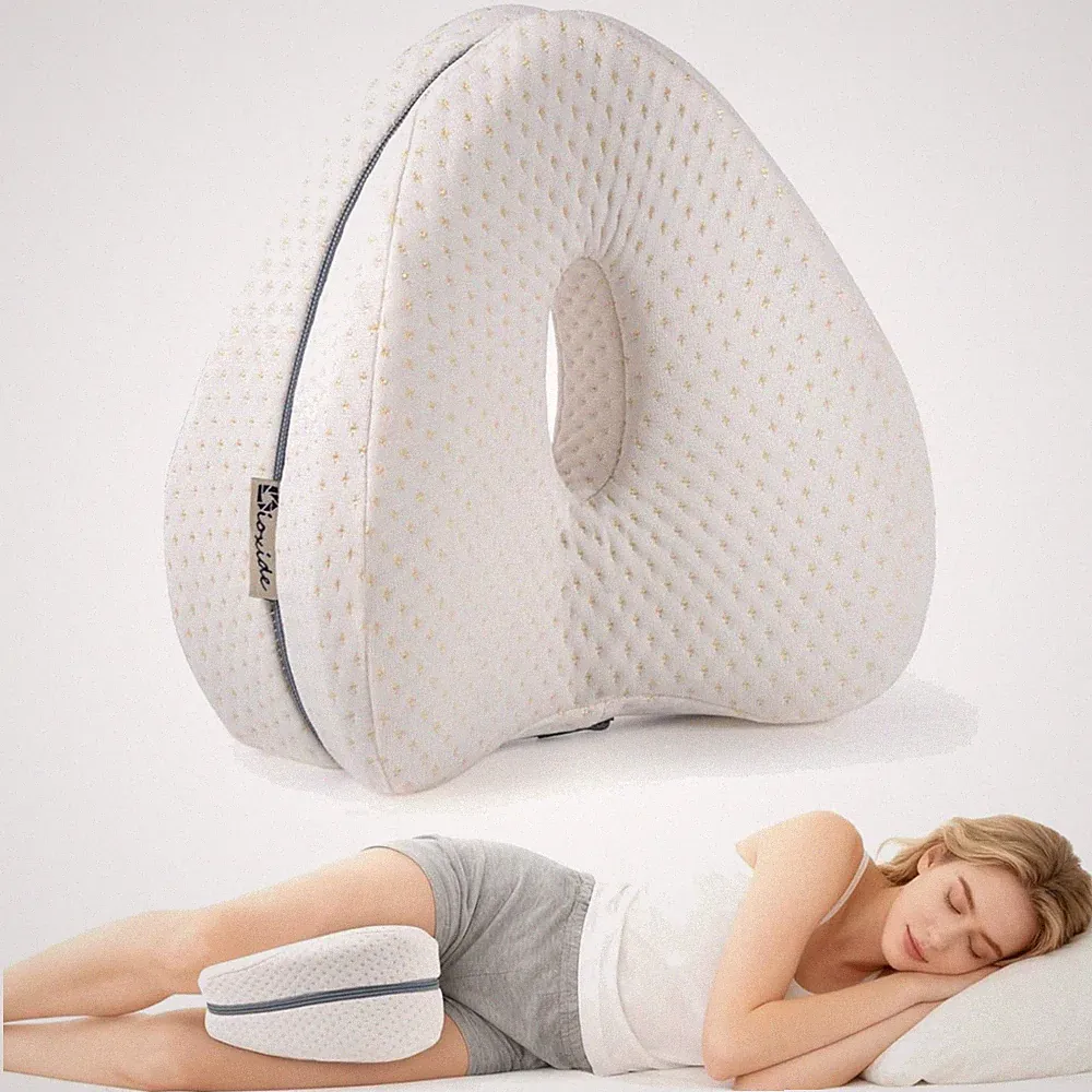 Kniekissen Seitenschläfer Memory Foam orthopädisch, weiß, ergonomisch