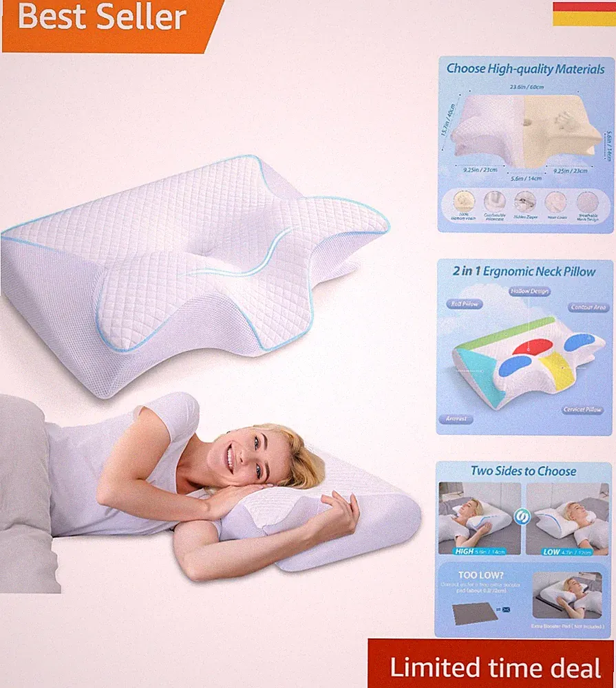 Komfortables Nackenstützkissen 60x40cm – Ergonomisch für Rückenschläfer & mehr