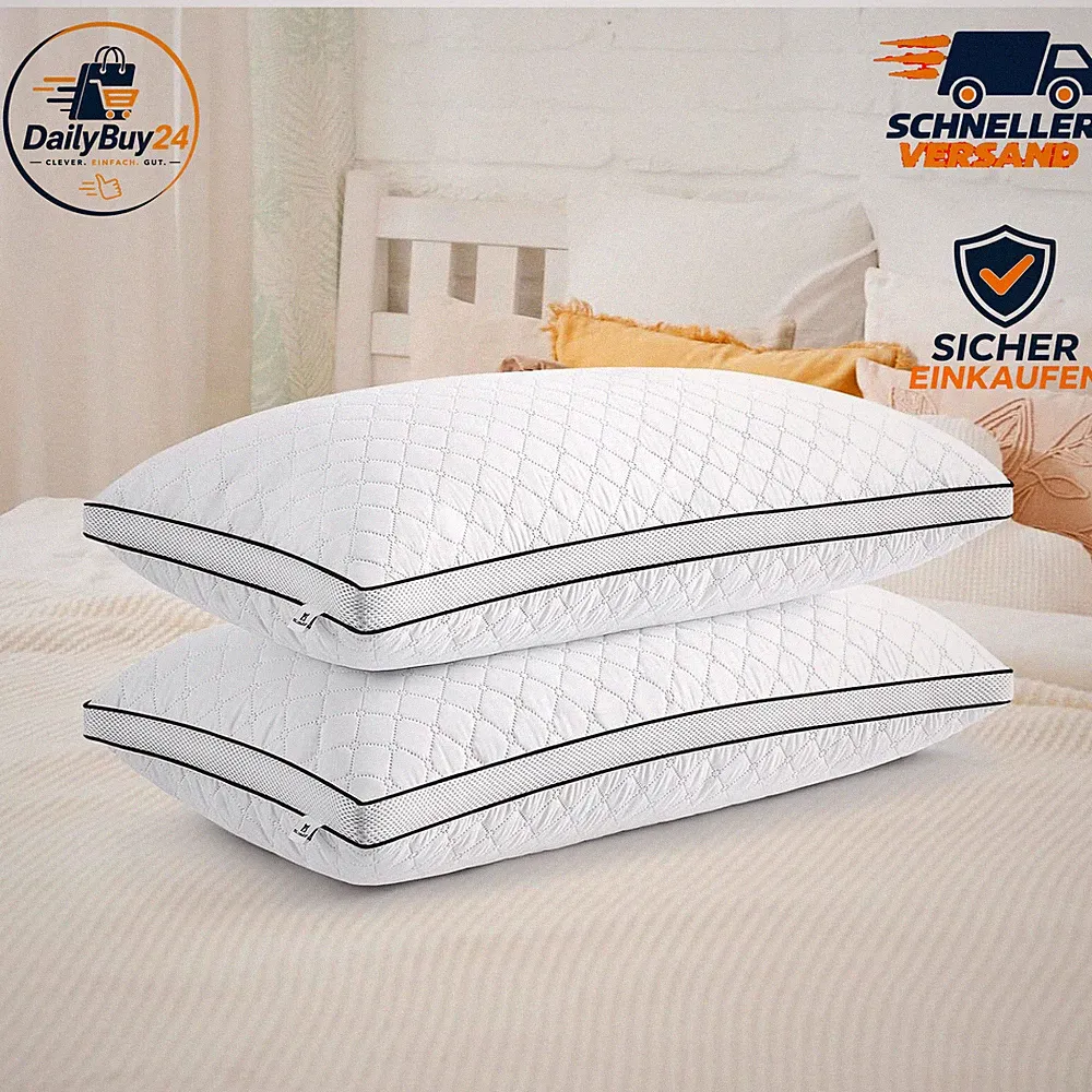 Kopfkissen 40x80 cm 2er Set Orthopädisches Seitenschläferkissen Atmungsaktiv