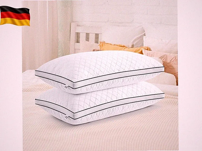 Kopfkissen 40x80 cm 2er Set, orthopädisches Seitenschläferkissen mit Premium F