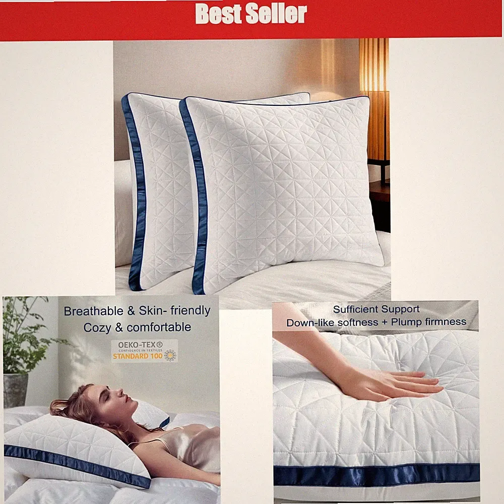 Kopfkissen 80x80 cm 2er Set, orthopädisches Nackenkissen, hypoallergen