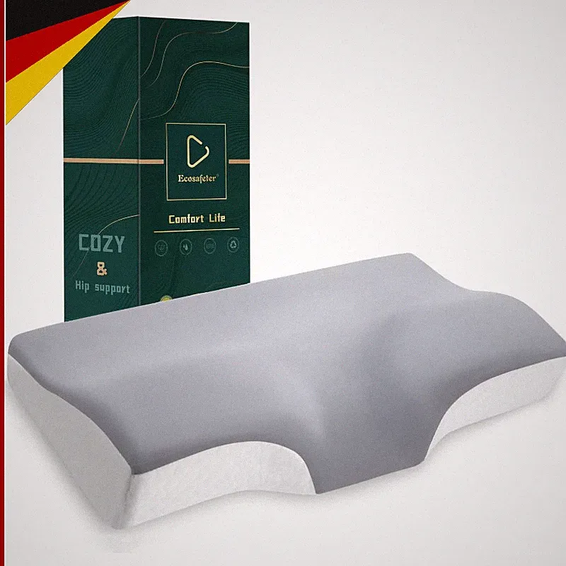 Kopfkissen Ergonomisch Nackenstützkissen Orthopädisch Bambus-Bezug Grau für
