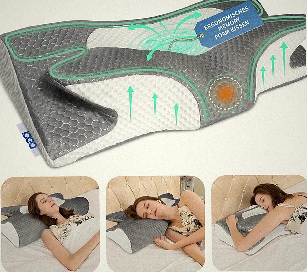 Kopfkissen Memory Foam Kissen, Ergonomisches Kopfkissen Orthopädische Kissen