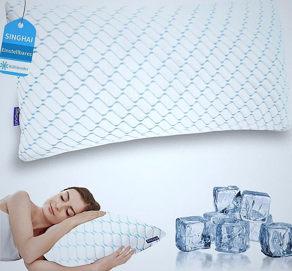 Kopfkissen Memory Foam Kühlend Flach Nackenkissen Orthopädisch 40x80 cm