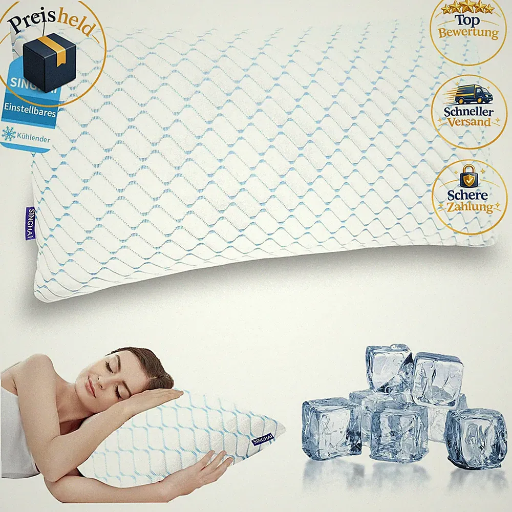 Kopfkissen Memory Foam Kühlend Flach Nackenkissen Orthopädisch 40x80 cm