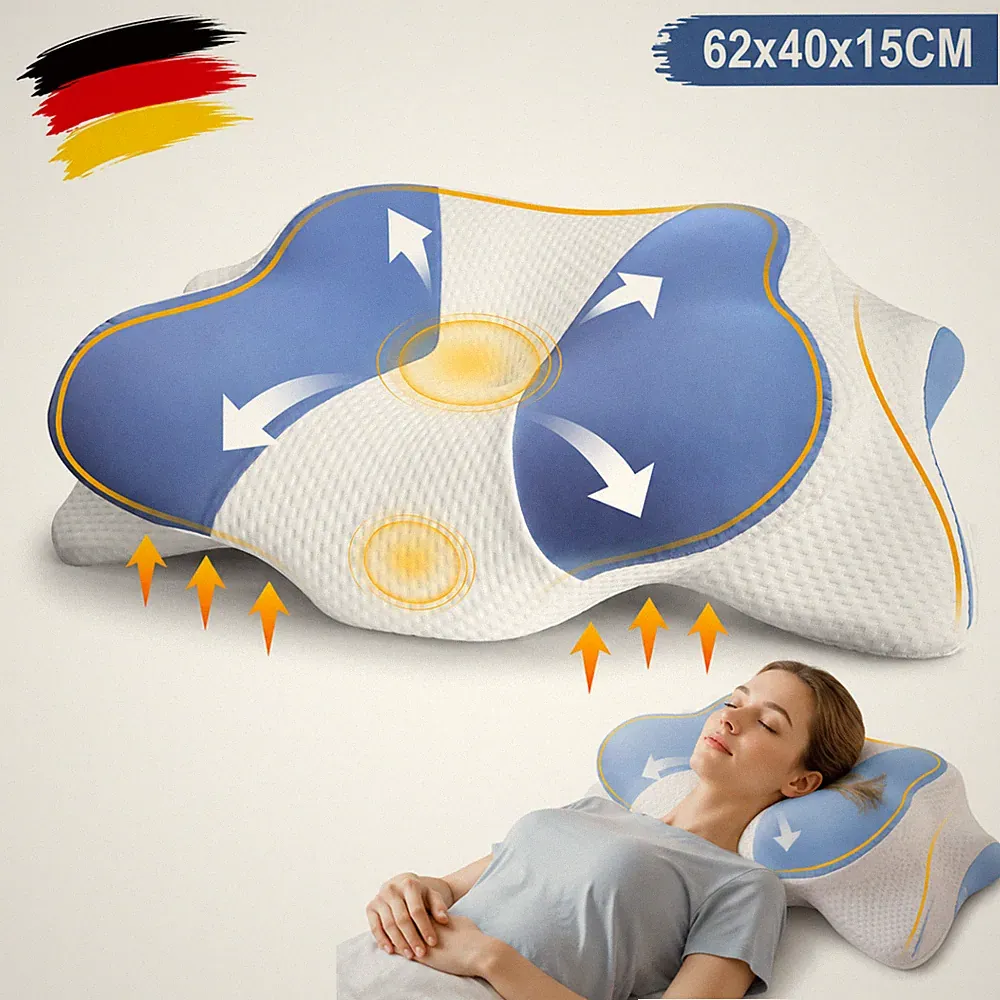 Kopfkissen Memory Foam Nackenkissen Für Rückenschläfer 62 x 40 cm Orthopädisches