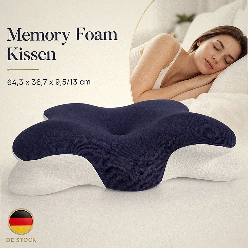 Kopfkissen Memory Foam Orthopädisch Ergonomisch Nackenkissen kissen Marineblau