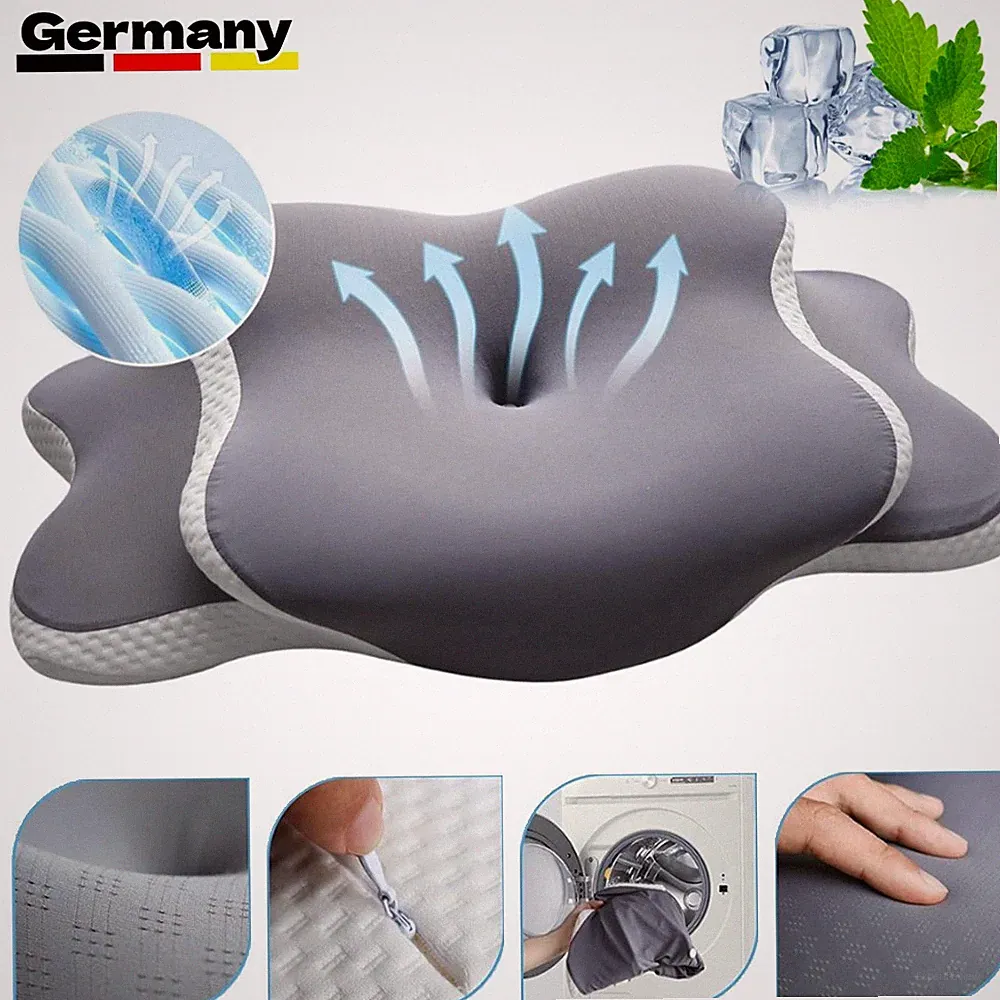 Kopfkissen Nackenkissen Memory Foam Kissen Orthopädisches. Kissen 65x39x 9/14cm