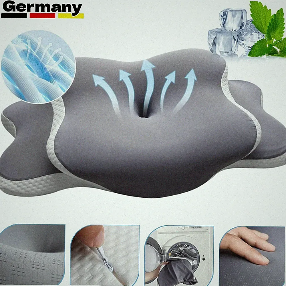 Kopfkissen Nackenkissen Memory Foam Kissen Orthopädisches Kissen 65x39x 9/14cm
