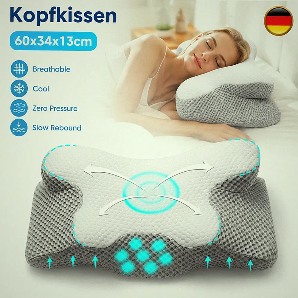 Kopfkissen Orthopädisch Druckentlastend Atmungsaktiv Kühlend Seitenschläfer