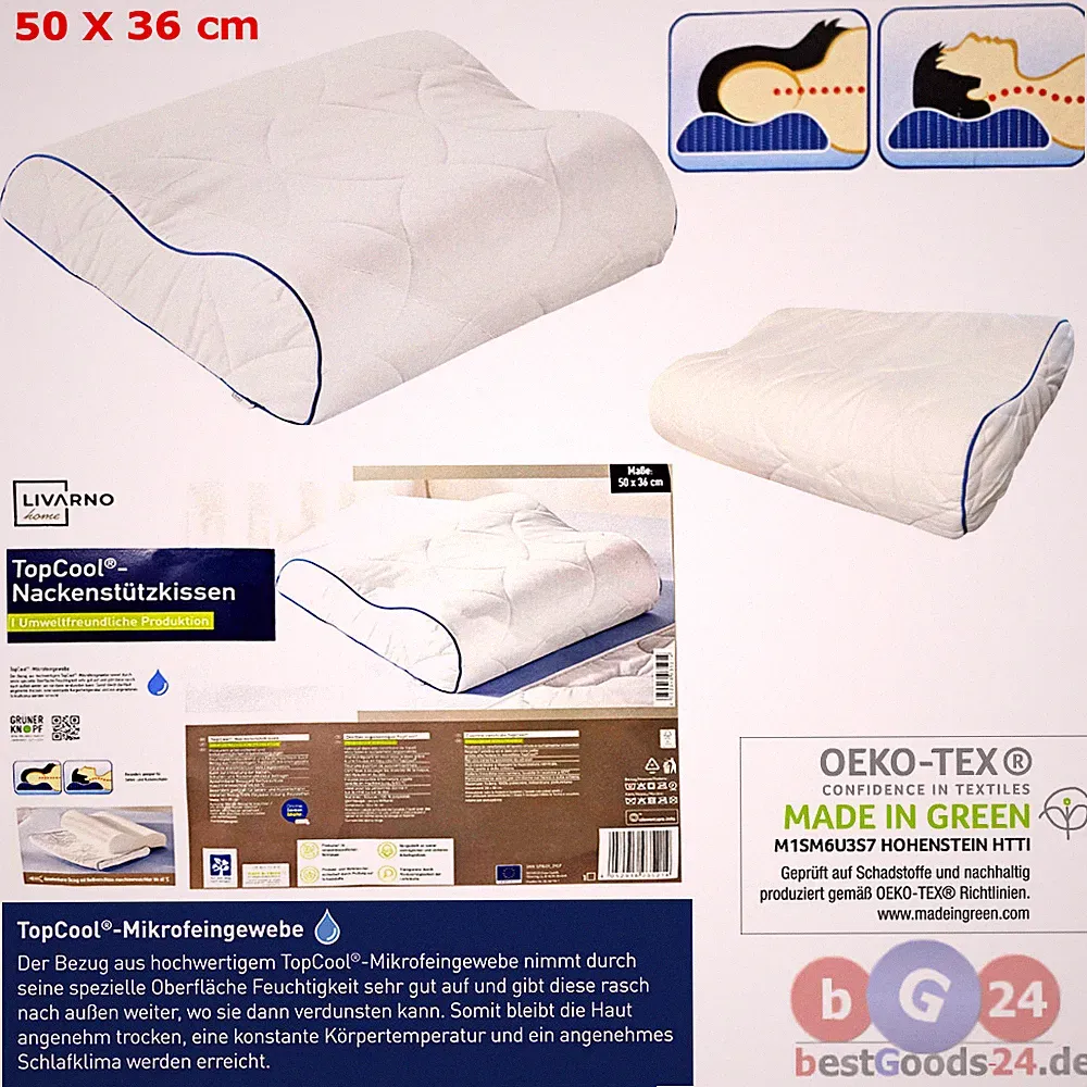 Kopfkissen Orthopädisches Nackenstützkissen 50×36 cm für Seiten & Rückenschläfer