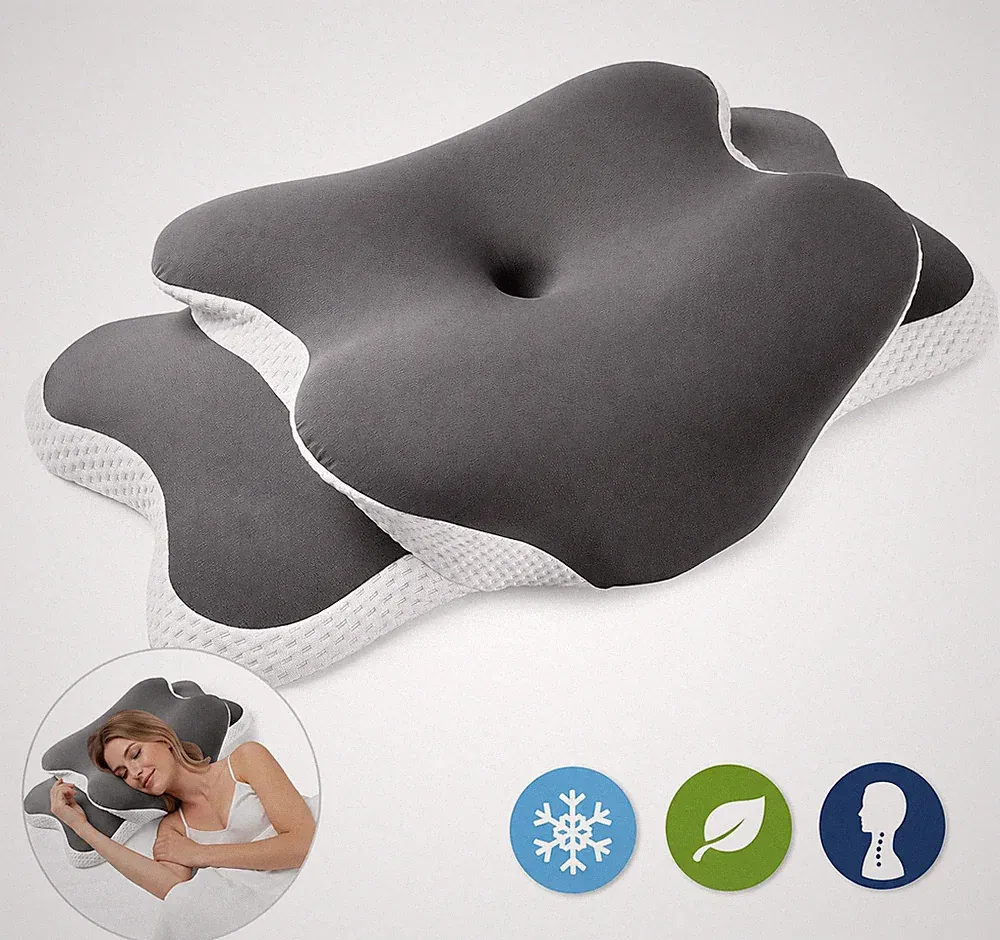 Kühlendes Nackenkissen Memory Foam Orthopädisch Für Seiten- & Rückenschläfer