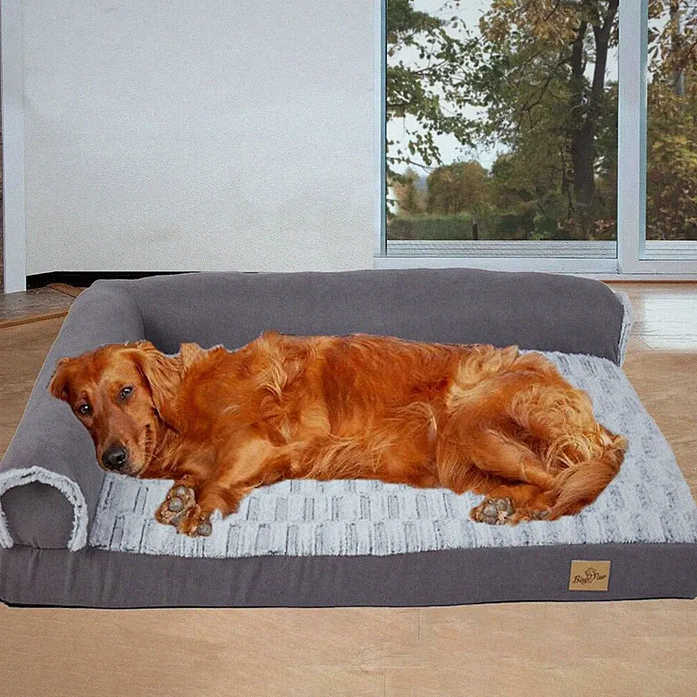 L-förmig Hundebett Grosse Hunde Hundekissen Nackenpflege Rutschfeste Unten L-XXL