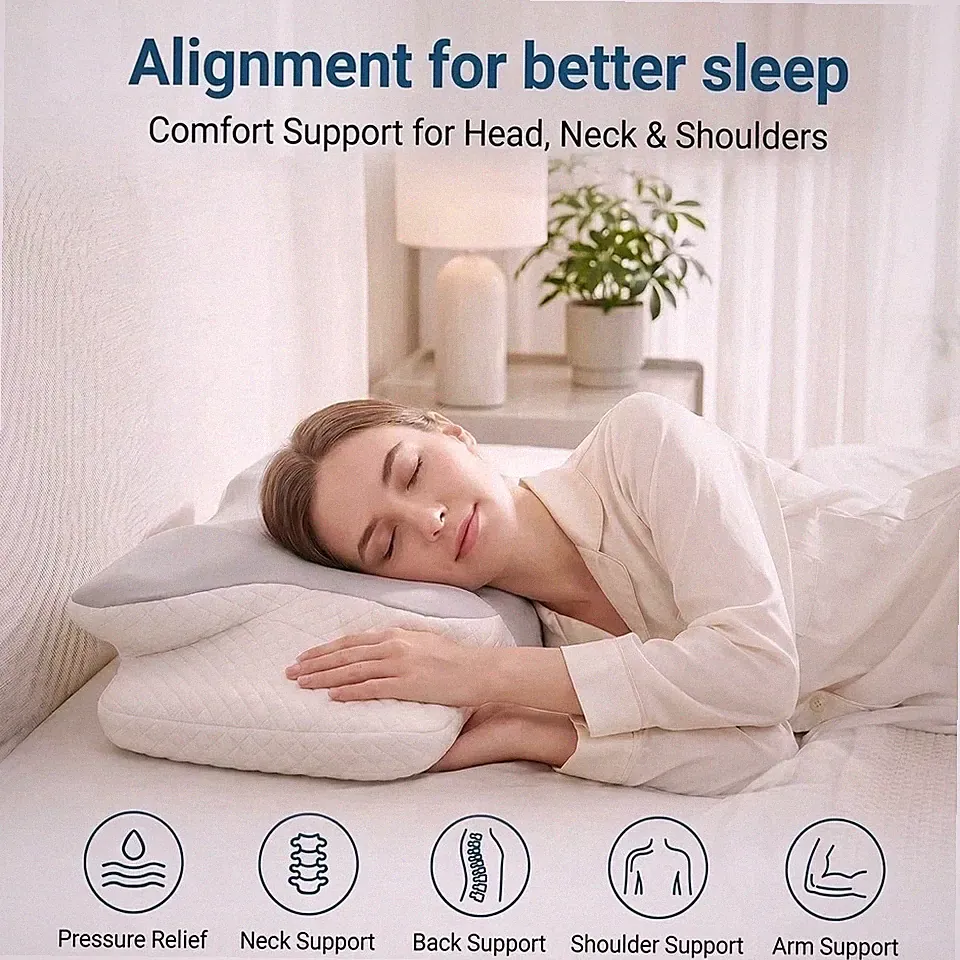 Lavio Ergonomisches Kissen Hals Nacken Memory Foam Orthopädisch Schulter Schmerzlinderung