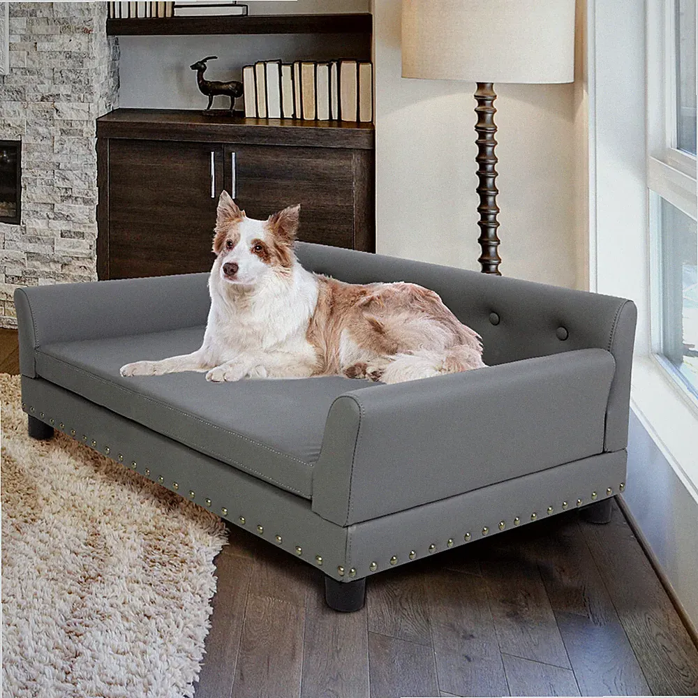 Leder Hundesofa Hundecouch Luxus Hundebett Hundekissen für Mittel Großen Hund