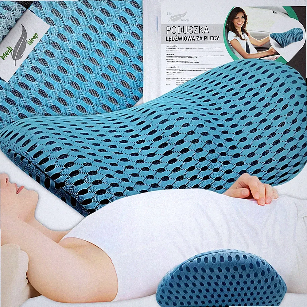 Lendenkissen aus Memory Foam BLAU - Orthopädisches Rückenkissen zum Schlafen