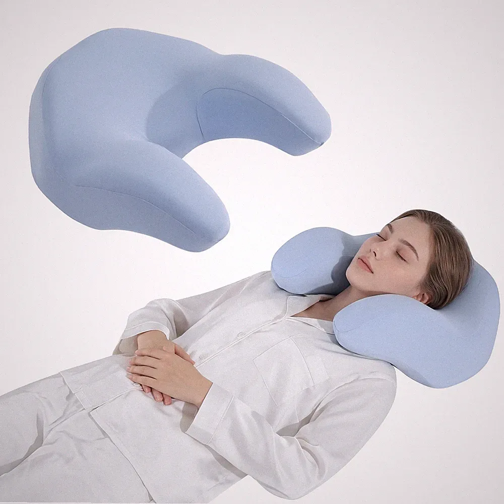 Lumisnug Rückenschläferkissen, Memory Foam orthopädisch 43 cm x 42 cm x 26,5 cm, blau