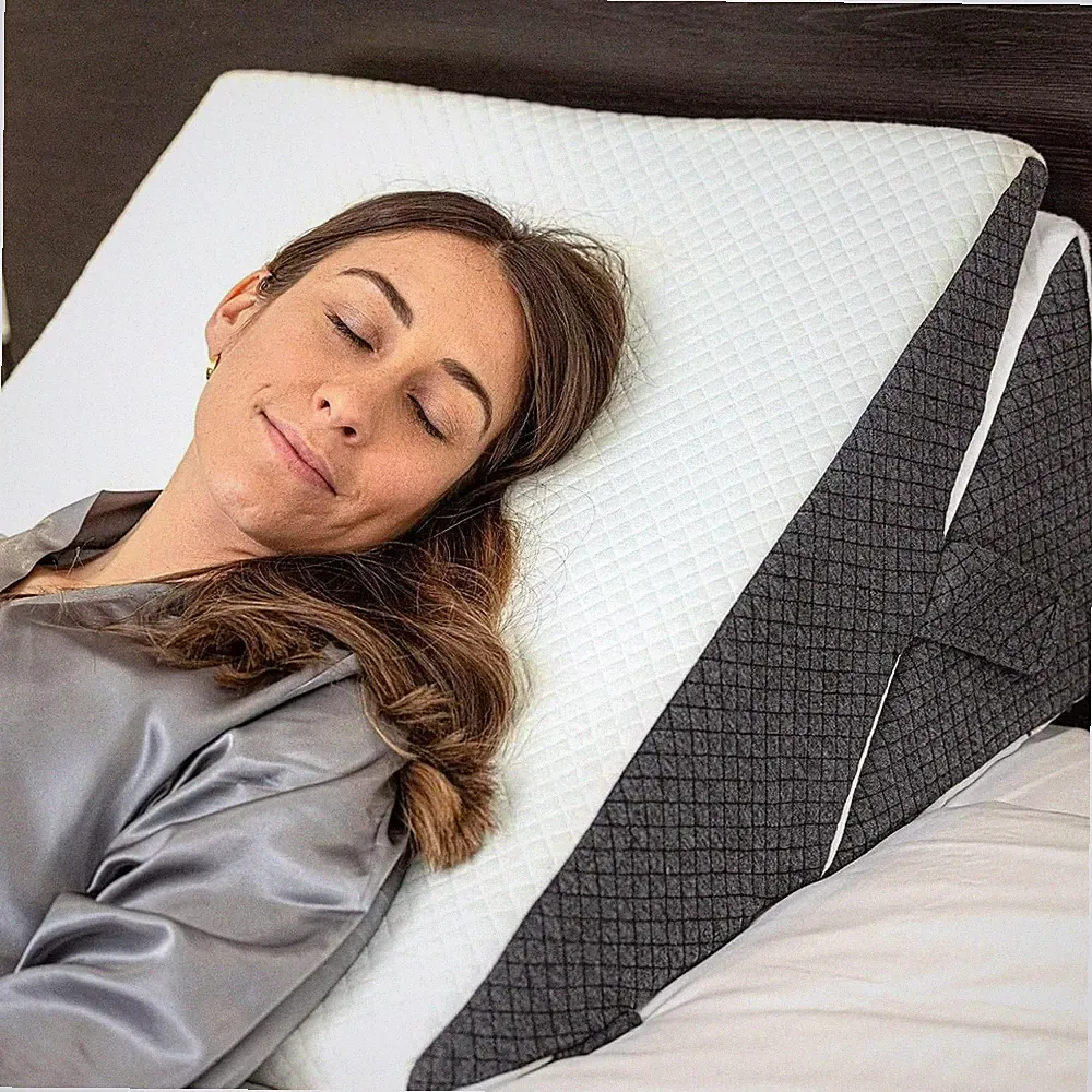 Lundholm Keilkissen Memory Foam mit Bambusbezug Orthopädischer Bettkeil für