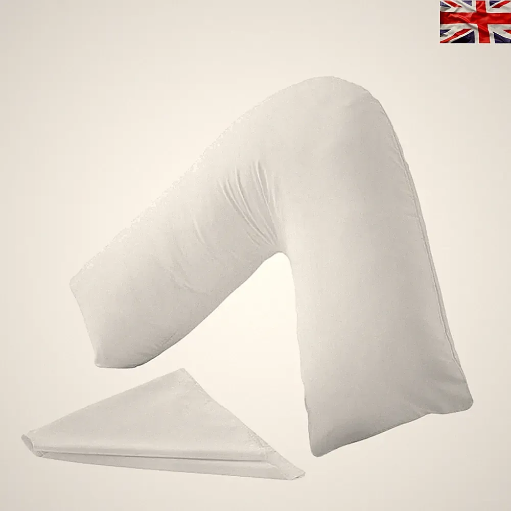 Luxus Orthopädisches V-Kissen mit weichem Baumwollbezug - 84 cm für Reise & Pflege