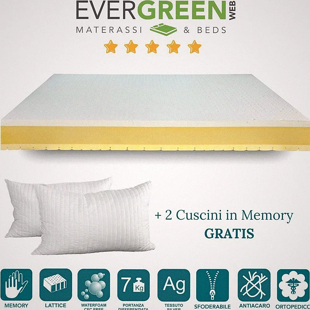Matratze 4 cm Latex und 4 cm Memory doppellagig H 21 cm Orthopädisch Mit Kissen