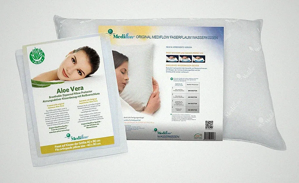 Mediflow Wasserkissen - Faserflaum inklusive Aloe-Vera-Schonbezug - Kombipack