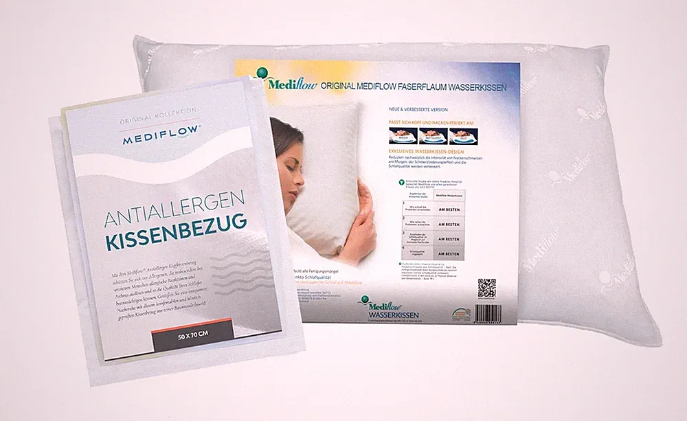 Mediflow Wasserkissen - Faserflaum inklusive Anti Allergen-Bezug - Kombipack