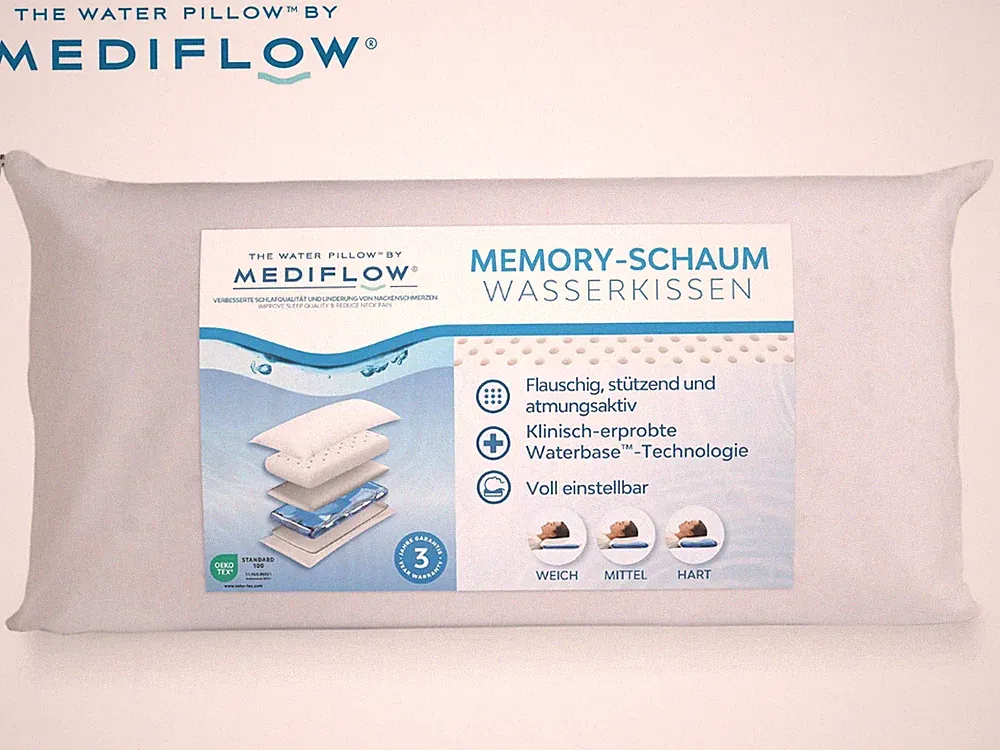 Mediflow Wasserkissen - Memory-Schaum - Linderung von Nackenschmerzen - geprüft