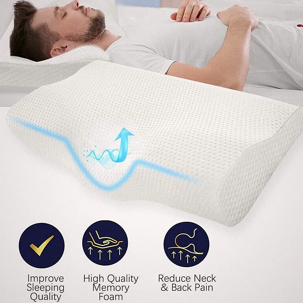 Memory Foam Bauchschläfer Ergonomisches Kopfkissen für Seiten, Rücken und Bauchs