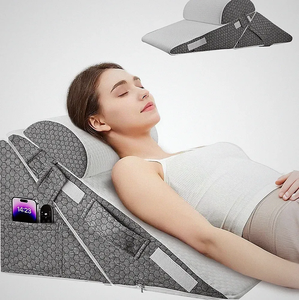 Memory Foam Bettkeilkissen 12 in 1 faltbar orthopädisches Neigungskissen mit