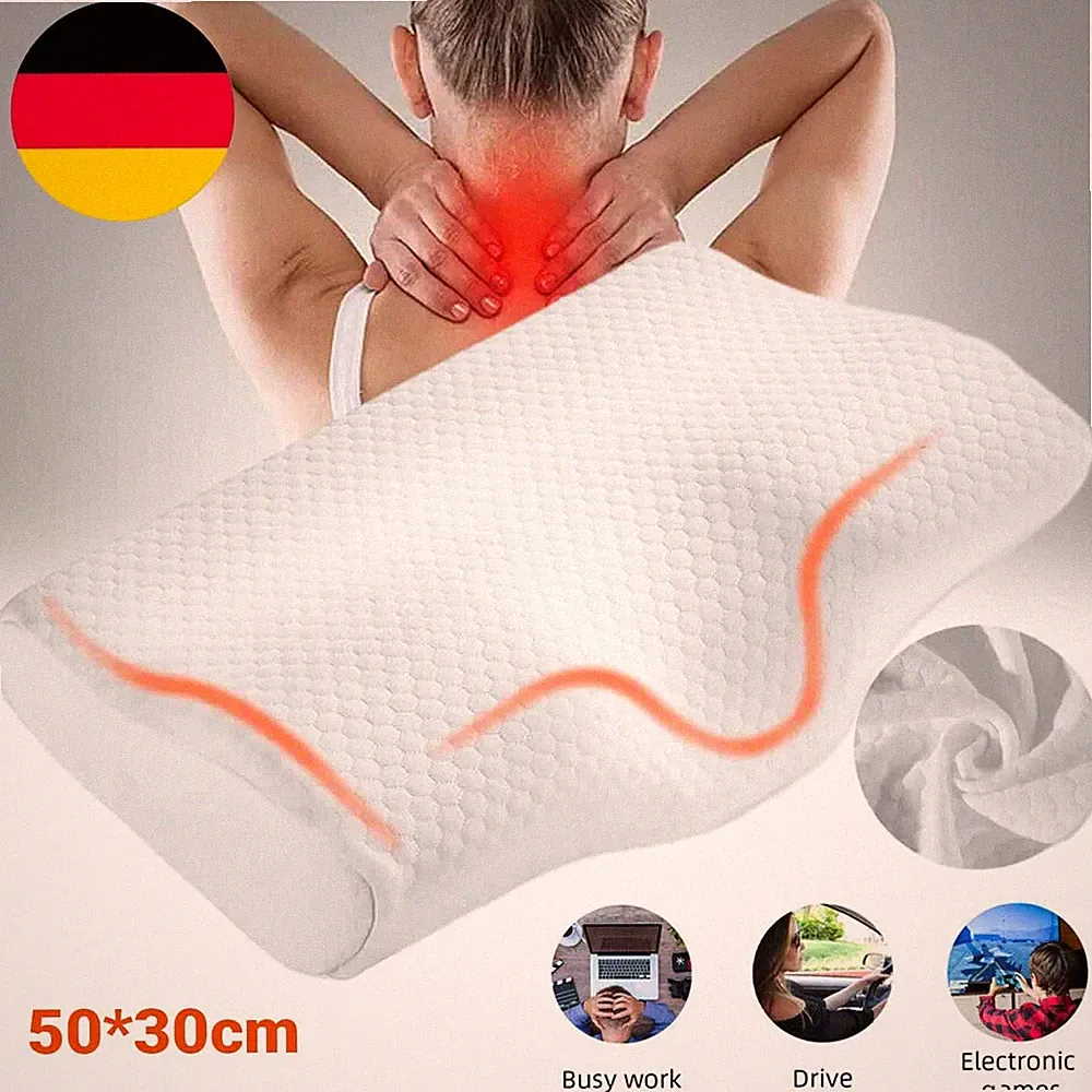 Memory Foam Ergonomisches Kopfkissen für Seiten, Rücken & Bauchschläfer 2025