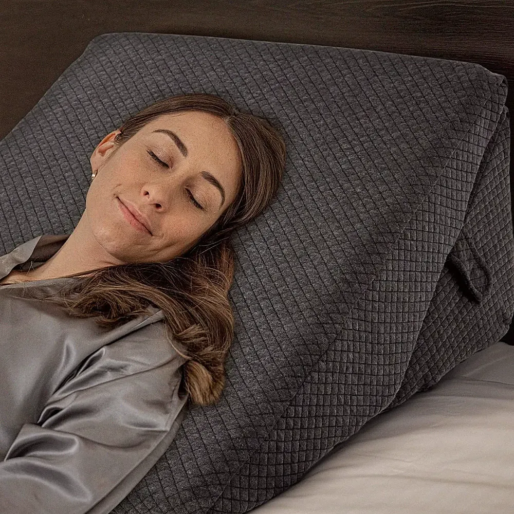 Memory Foam Keilkissen extra breit 56 cm anthrazit orthopädische Bettstütze für