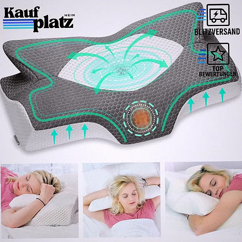 Memory Foam Kissen Ergonomisch Nackenstützkissen 64 x 12,5/10,5 x 38cm