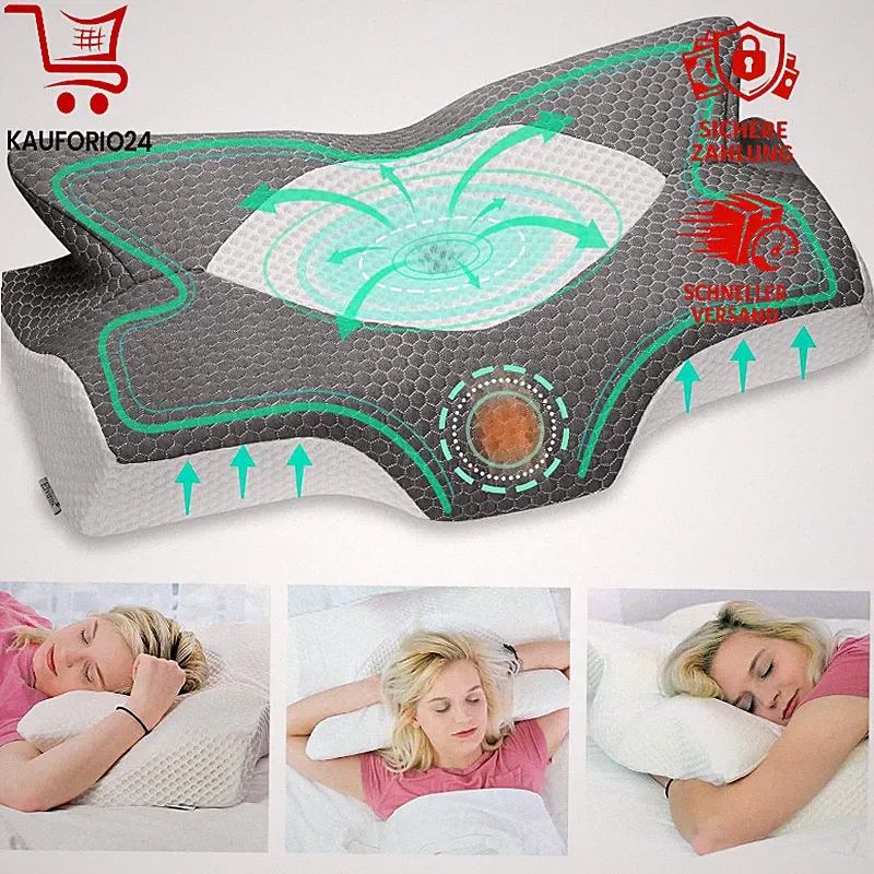 Memory Foam Kissen Ergonomisch Nackenstützkissen 64 x 12,5/10,5 x 38cm für